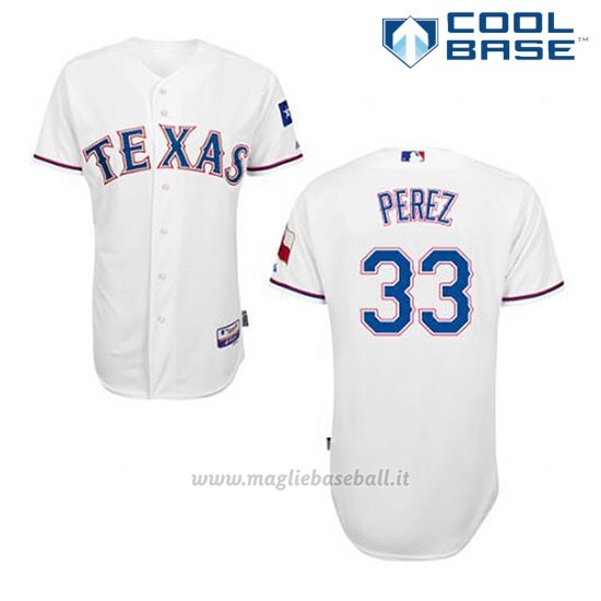 Maglia Baseball Uomo Texas Rangers Martin Perez 33 Bianco 1ªCool Base